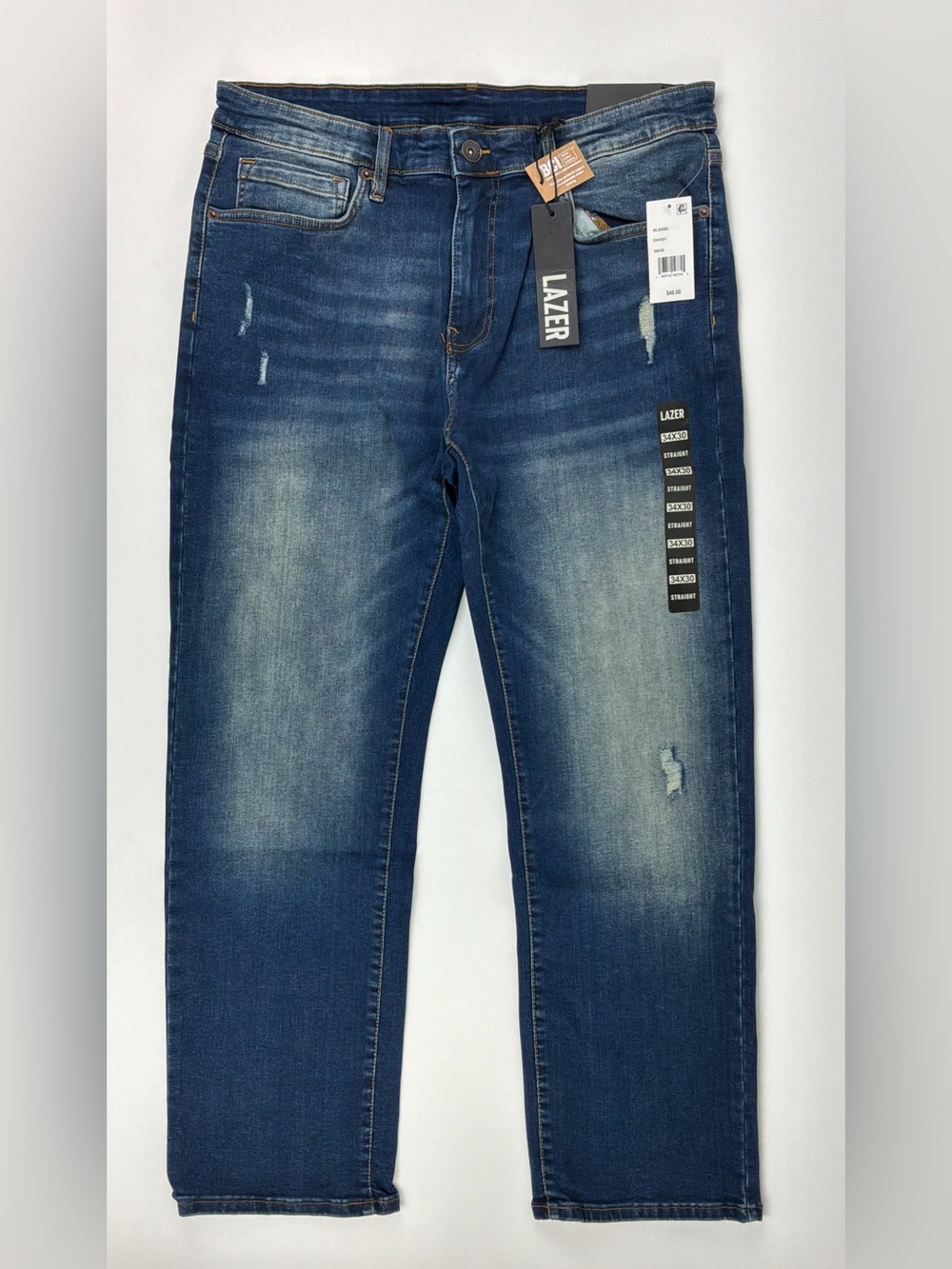 Lazer Mens DAVID1 Straight Fit Dark Blue Stretch Jeans  WT Various Sizes